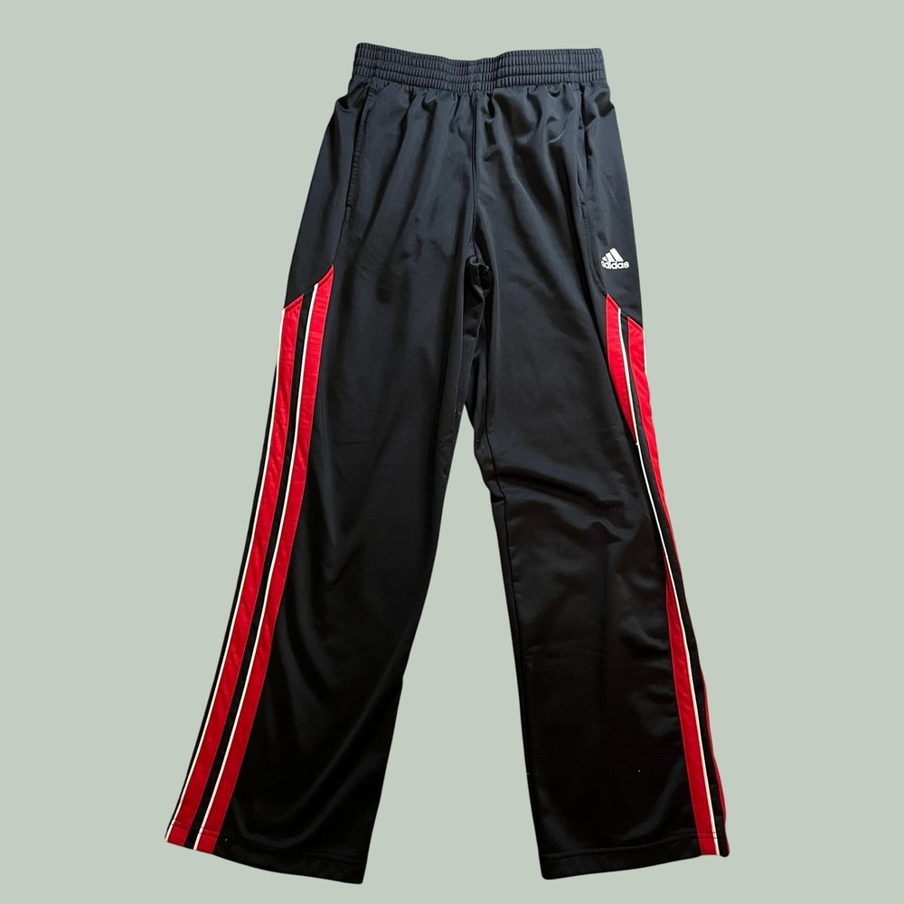 Adidas Black Red White Stripe Track Pants Mens Small